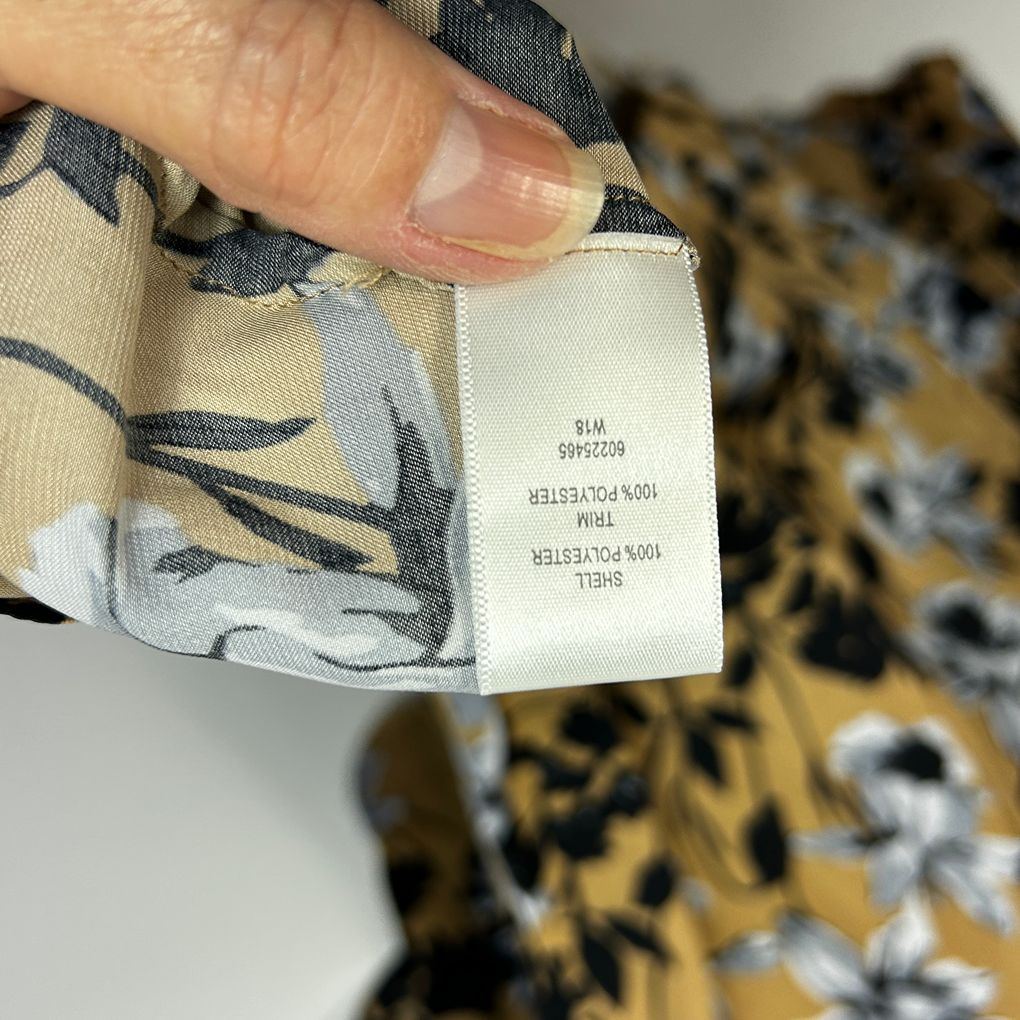 Witchery Tan Floral Long Sleeve Dress - Size 12