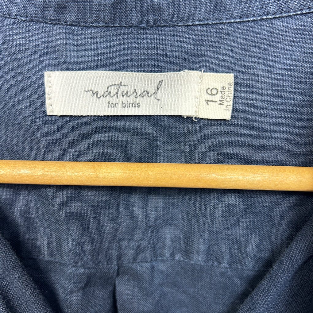 Natural For Birds Birdsnest Navy Linen Shirt - Size 16