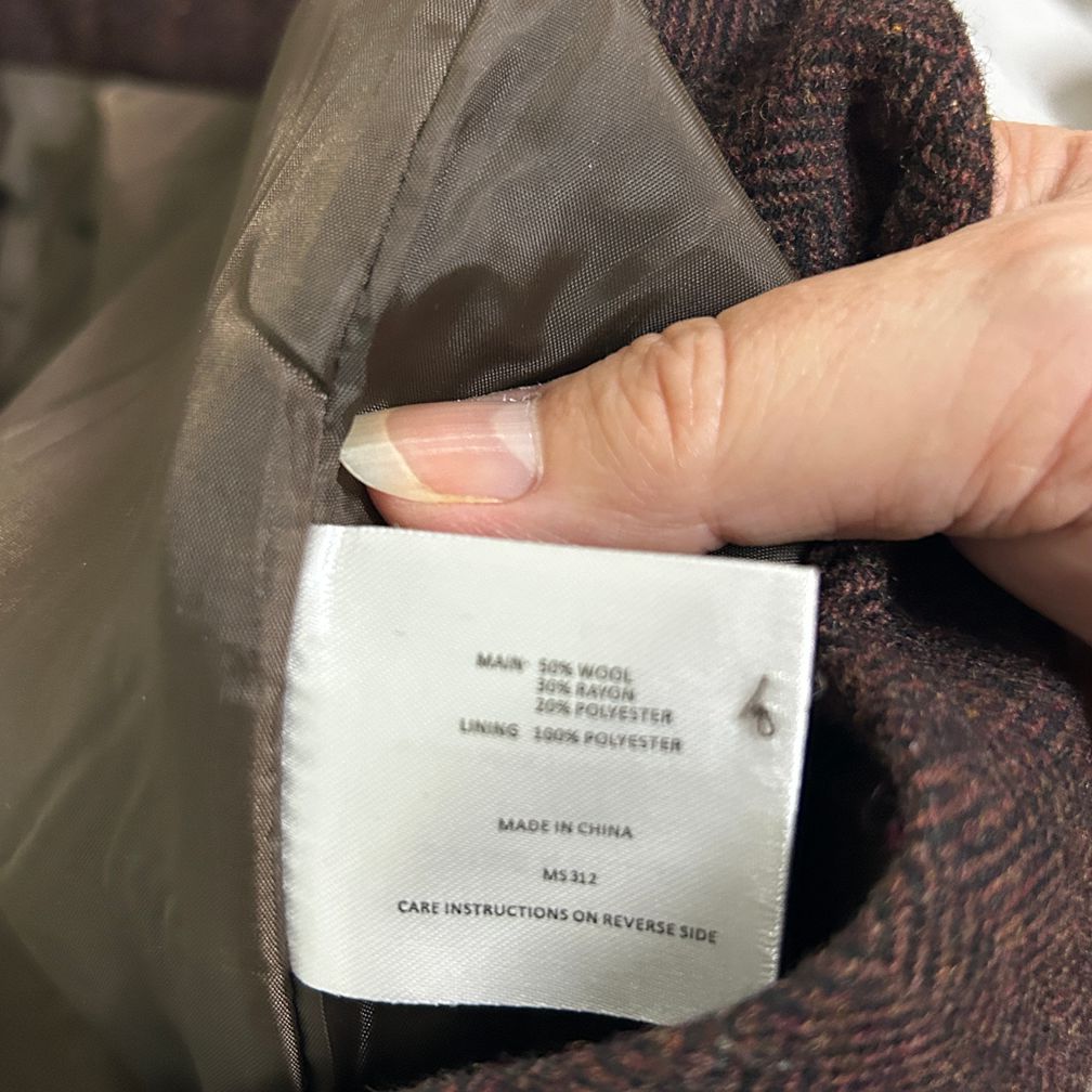 Laura Ashley Chocolate Pencil Wool Blend Skirt - Size 14