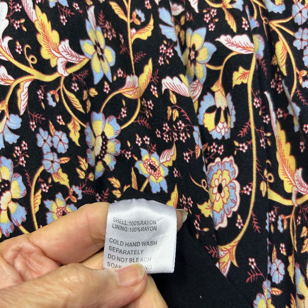 Miracle Black Floral Boho Dress - Size 16