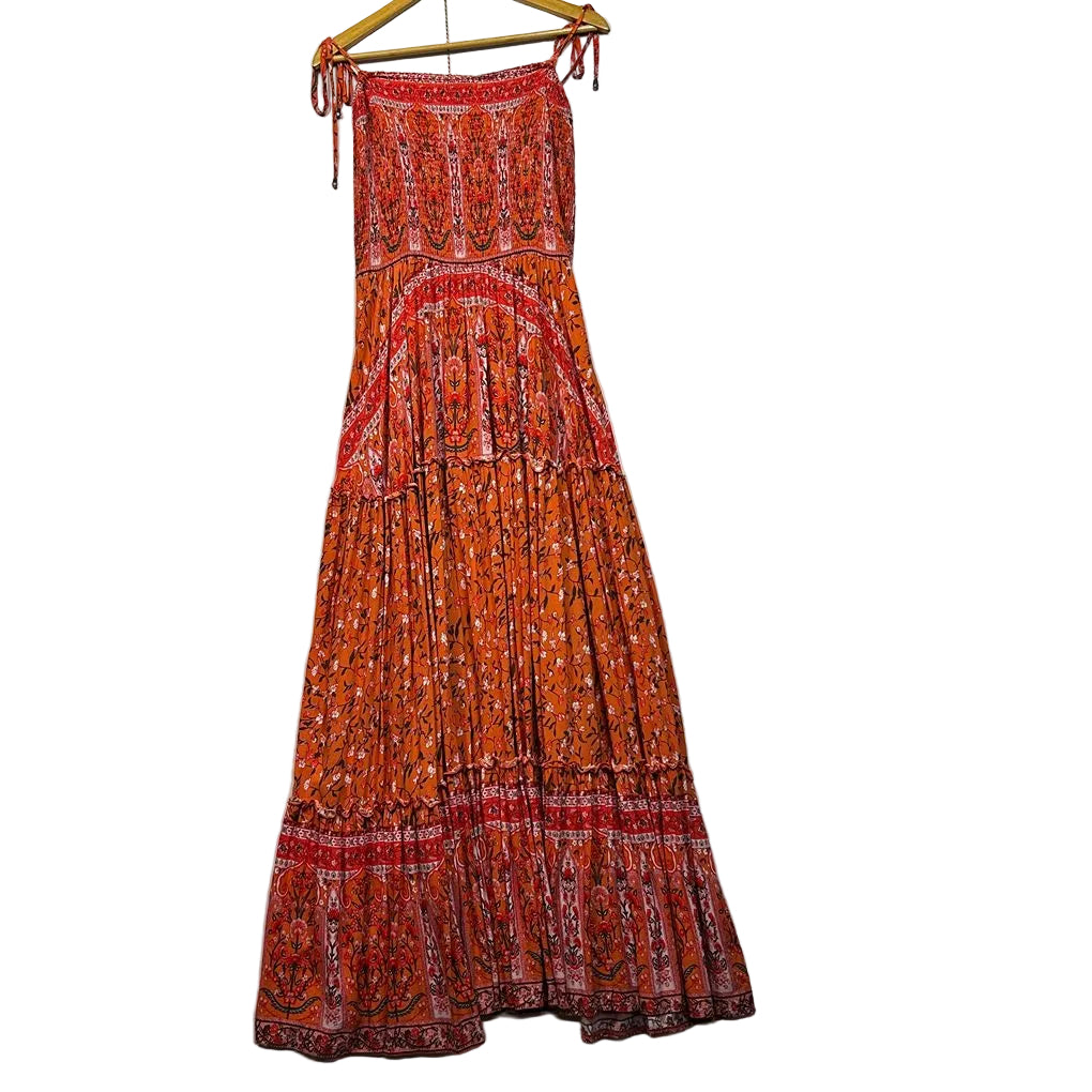 New U Collection Orange Boho Maxi Dress - Size 16