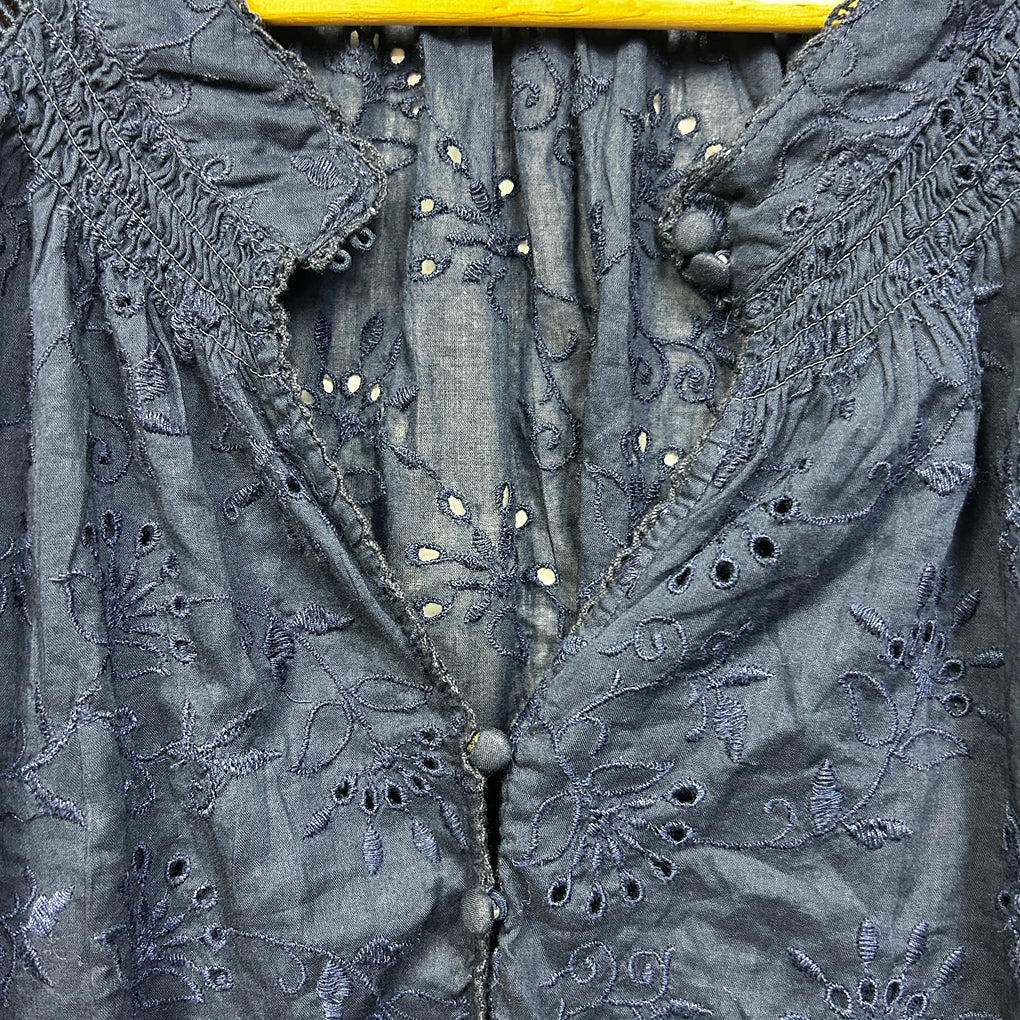 Just Jeans Navy Embroidered Cotton Top - Size 22