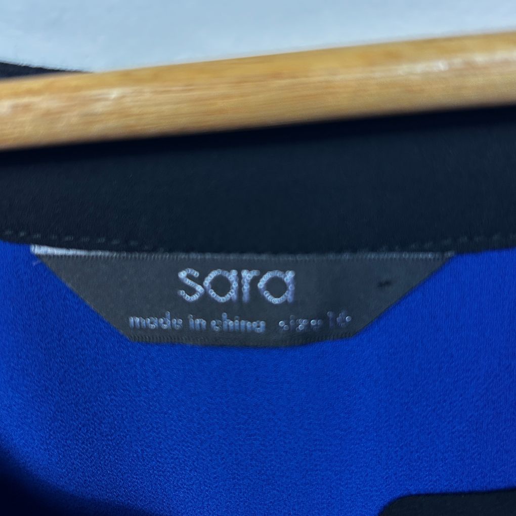 Sara Blue Black Top - Size 16