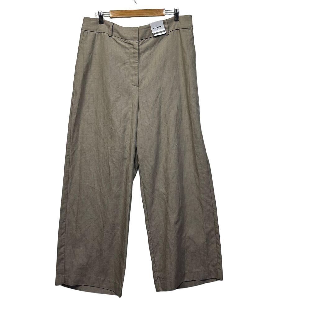 Preview Beige Pinstripe Linen Wide Leg Pants - Size 18