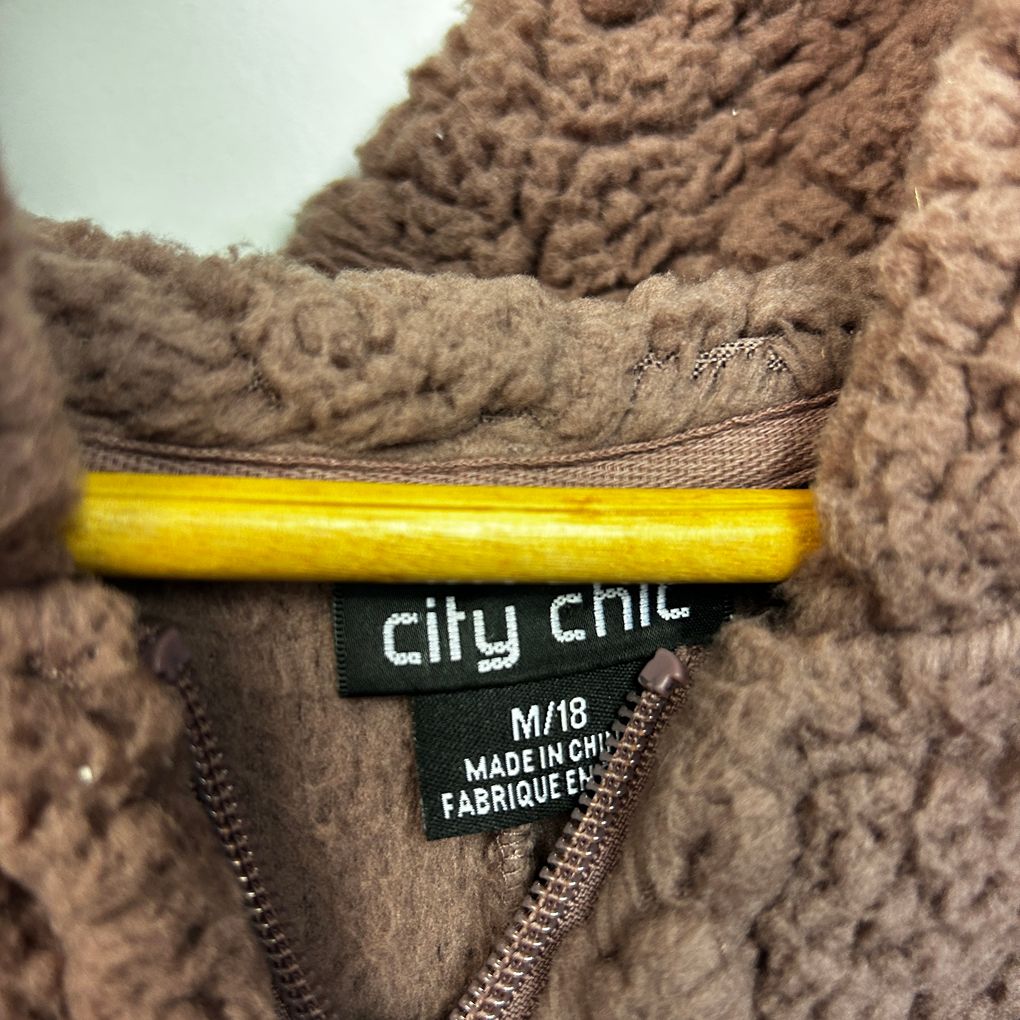 City Chic Mauve Sherpa Snuggle Romper - Size 18/M