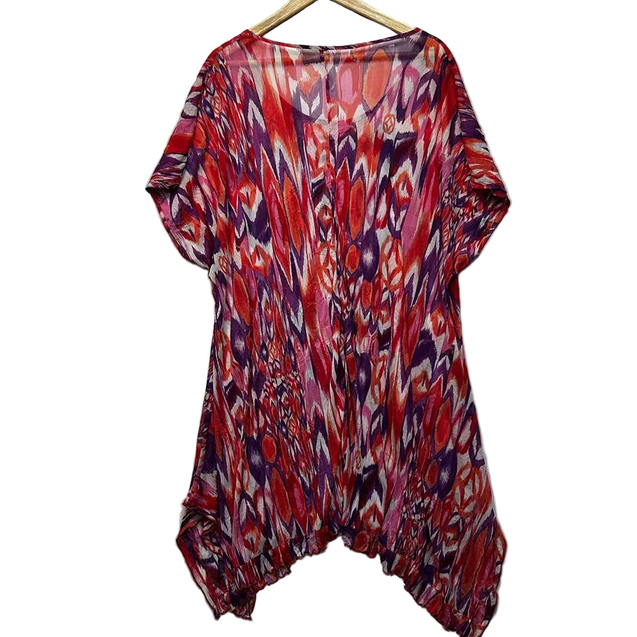 Taking Shape Multicoloured Sheer Tunic Top - Size 22/24