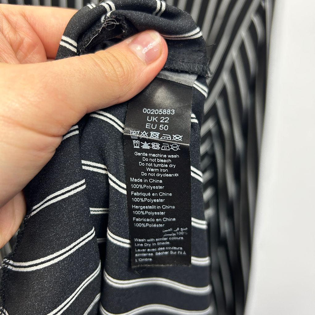 Next Black White Striped Dress or Long Tunic Top - Size 22