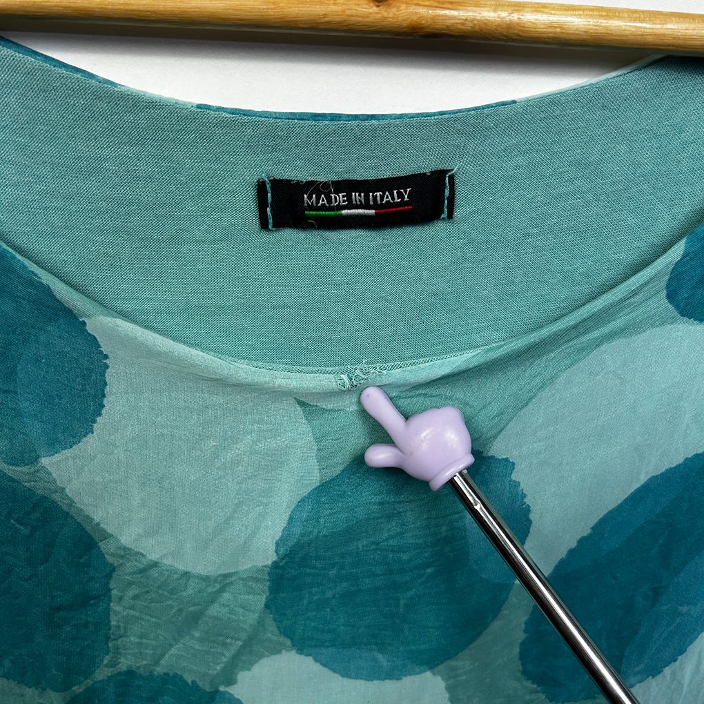 Italian Teal Silk Blend Spot Top - One Size (small fault)