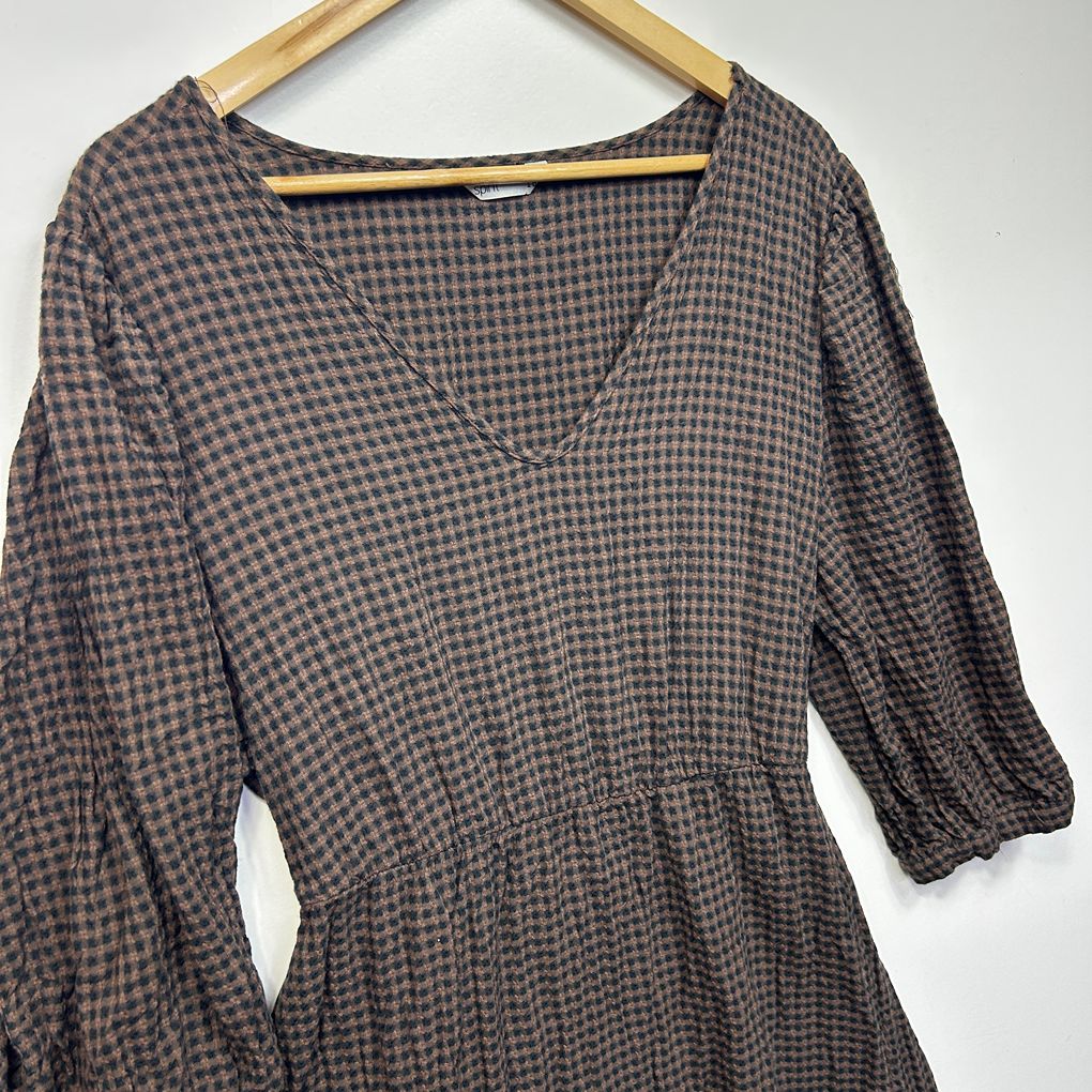 Spirit Chocolate Plus Size Cotton Gingham Check Dress - Size 18