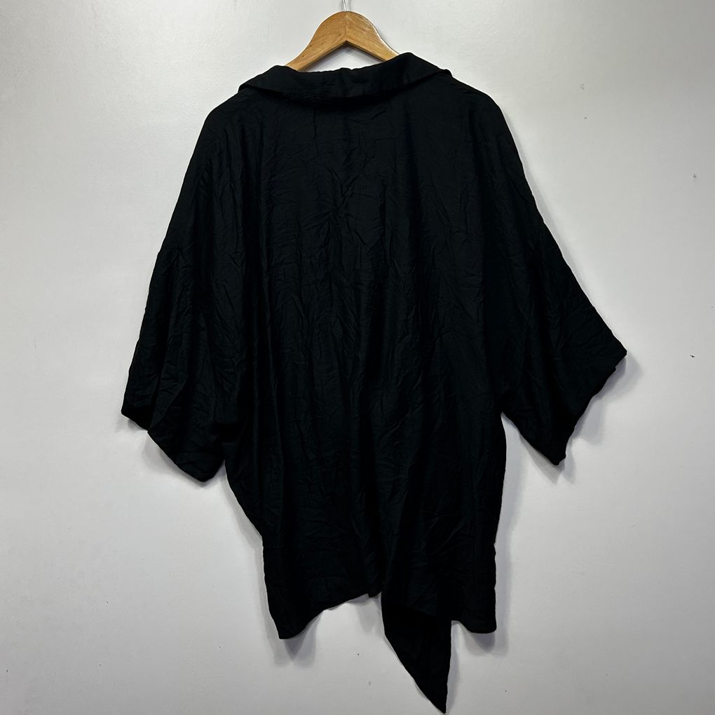 City Chic Black Tie Draped Front Top - Size 22/XL