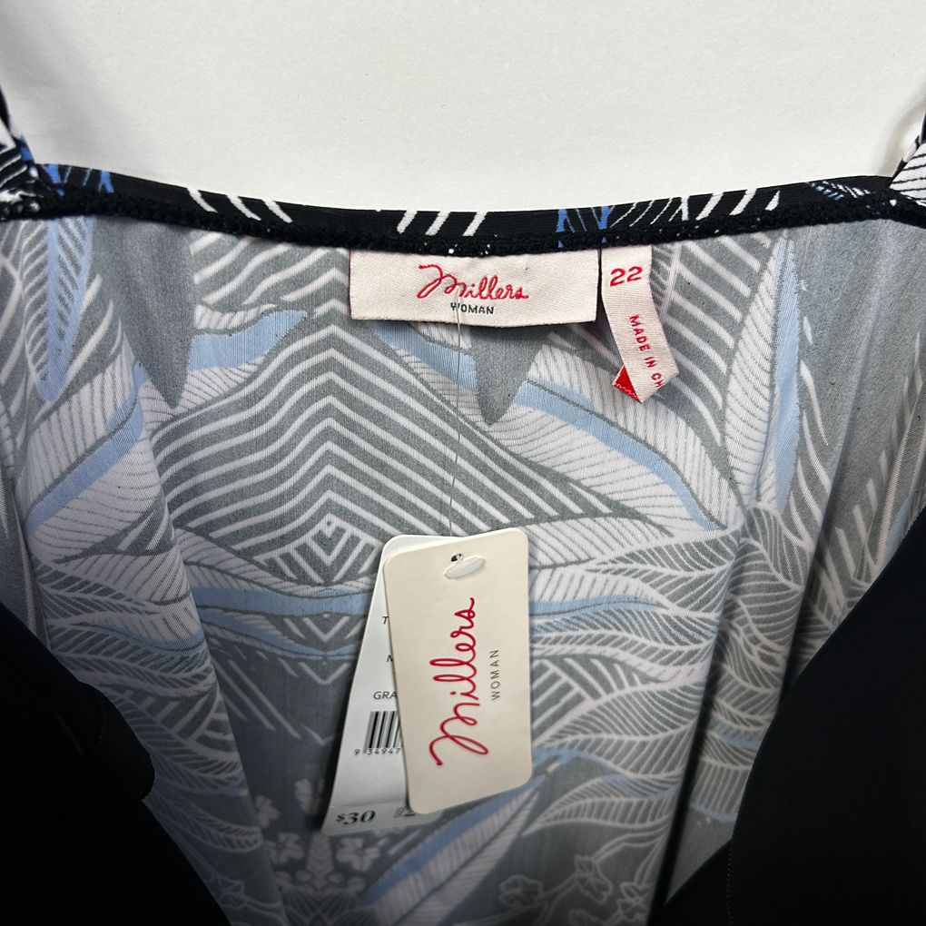 Millers Black Plus Size Swim Tankini Top - Size 22