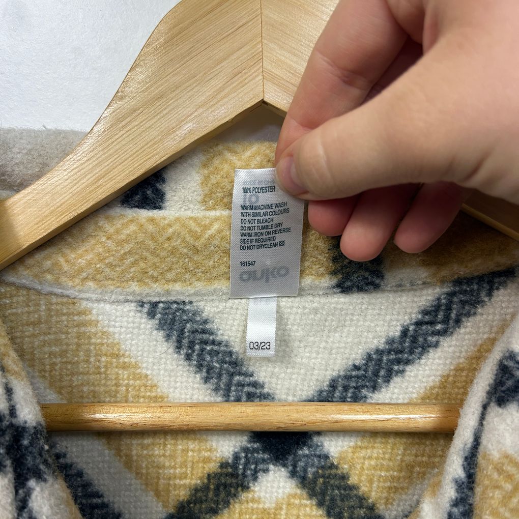 Anko Cream Check Shacket - Size 16