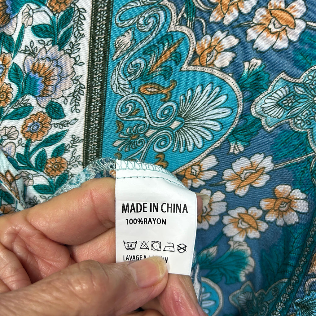 Brown Coco Teal Floral Top - Size 1XL