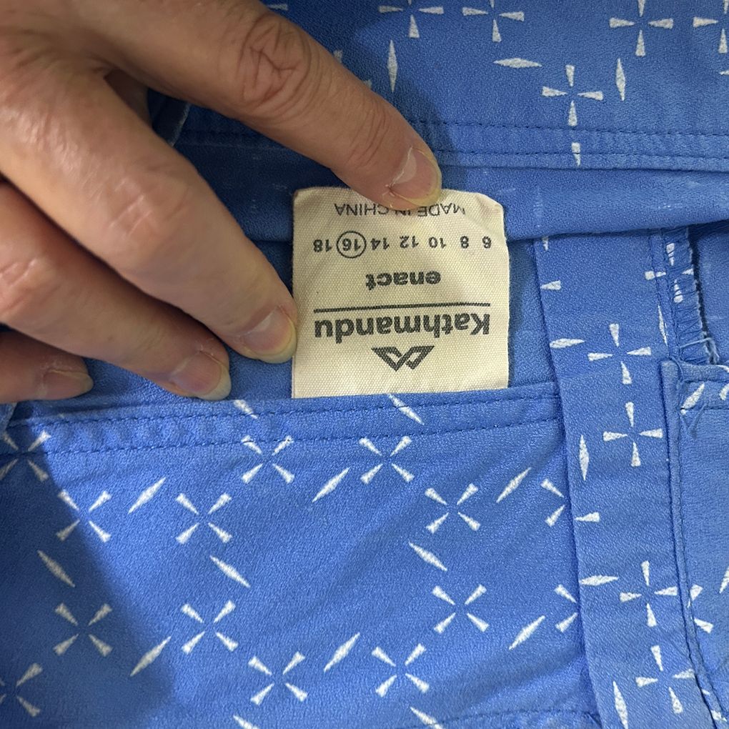 Kathmandu Blue Cotton Skirt - Size 16