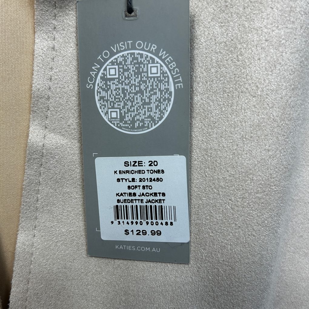 Katies Beige Suedette Jacket - Size 20
