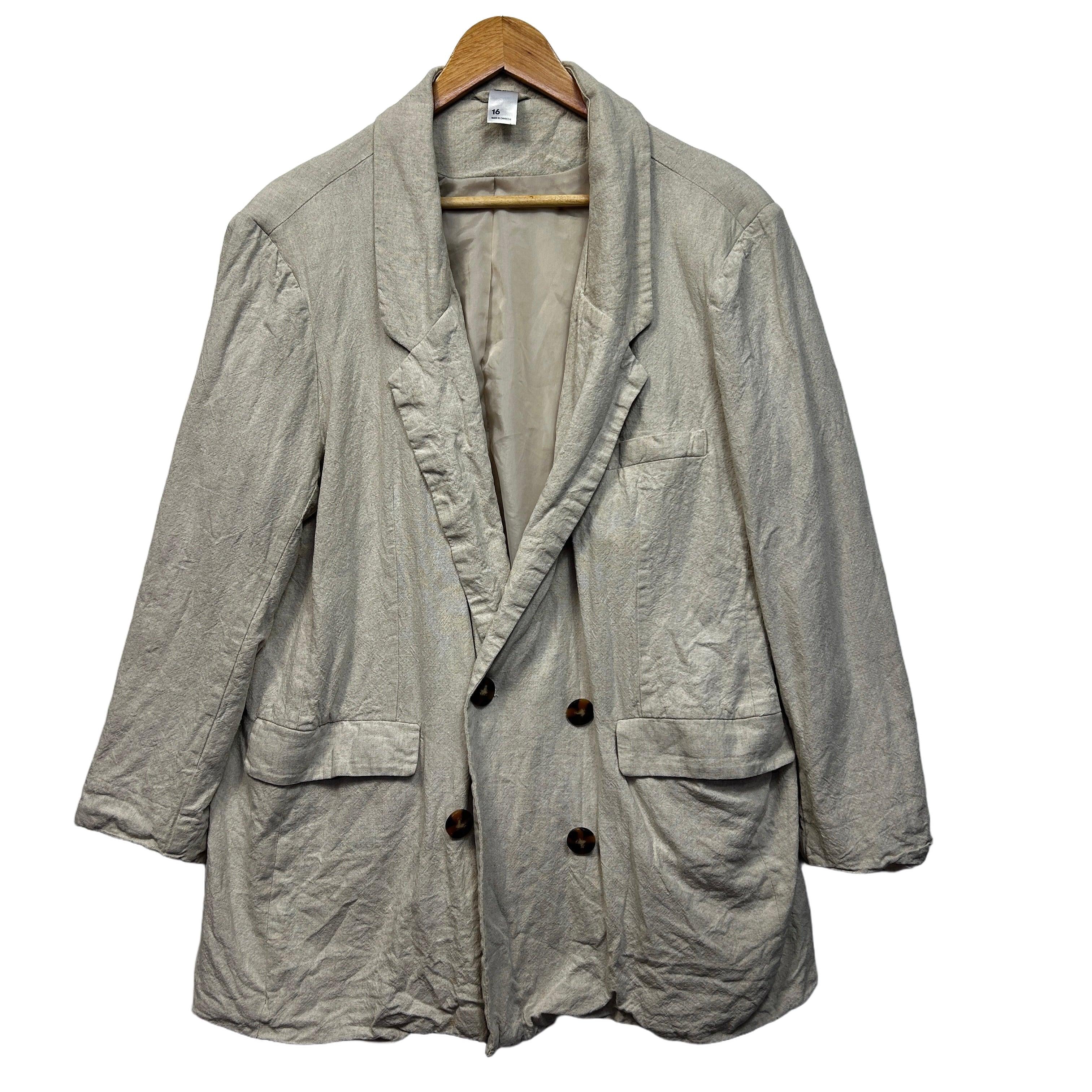 Anko Beige Linen Blazer Jacket - Size 16