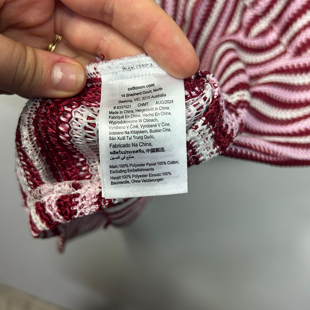 Cotton On Body Burgundy Striped Cotton Knit Shirt - Size XL