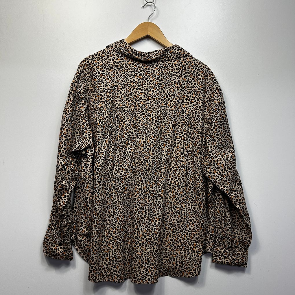 Beme Leopard Print Plus Size Cotton Shirt - Size 22