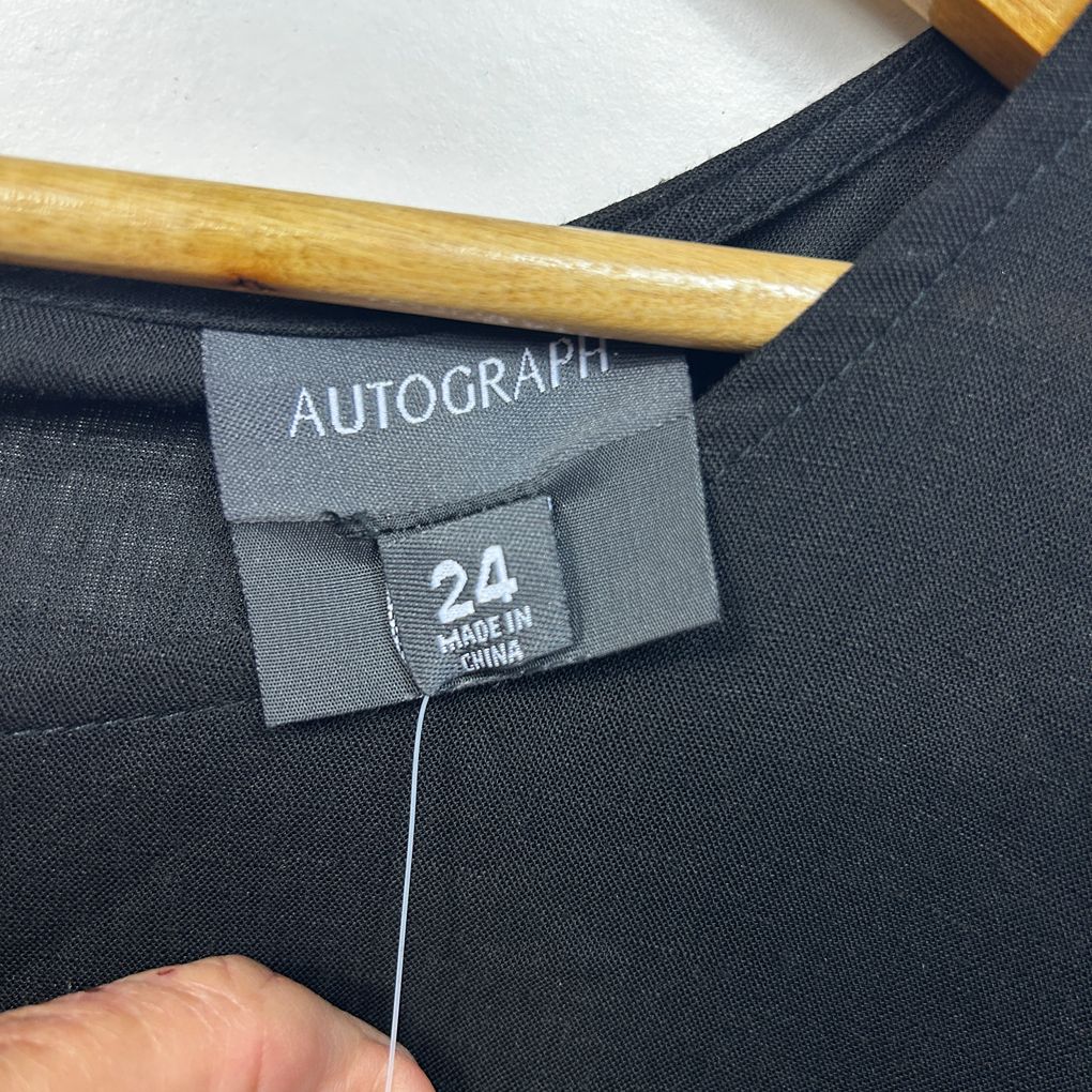 Autograph Black Linen Top - Size 24