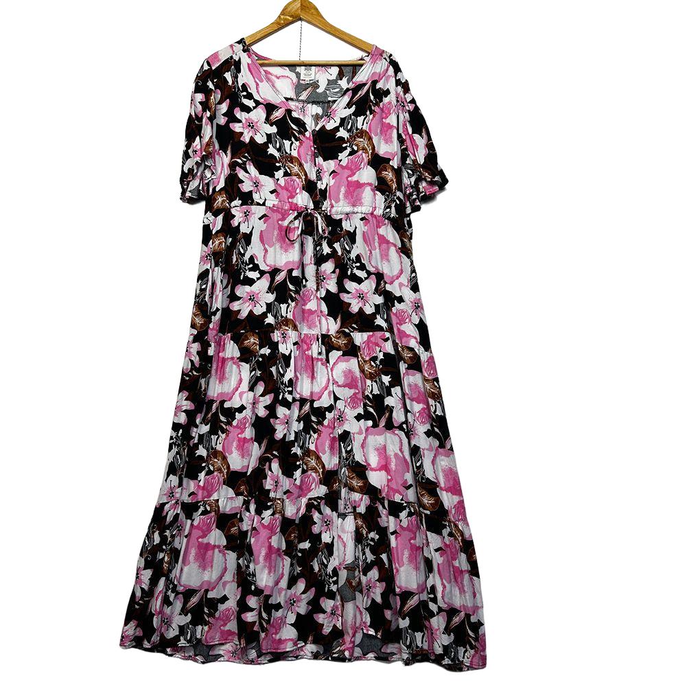 Rivers Black Floral Maxi Dress - Size 22