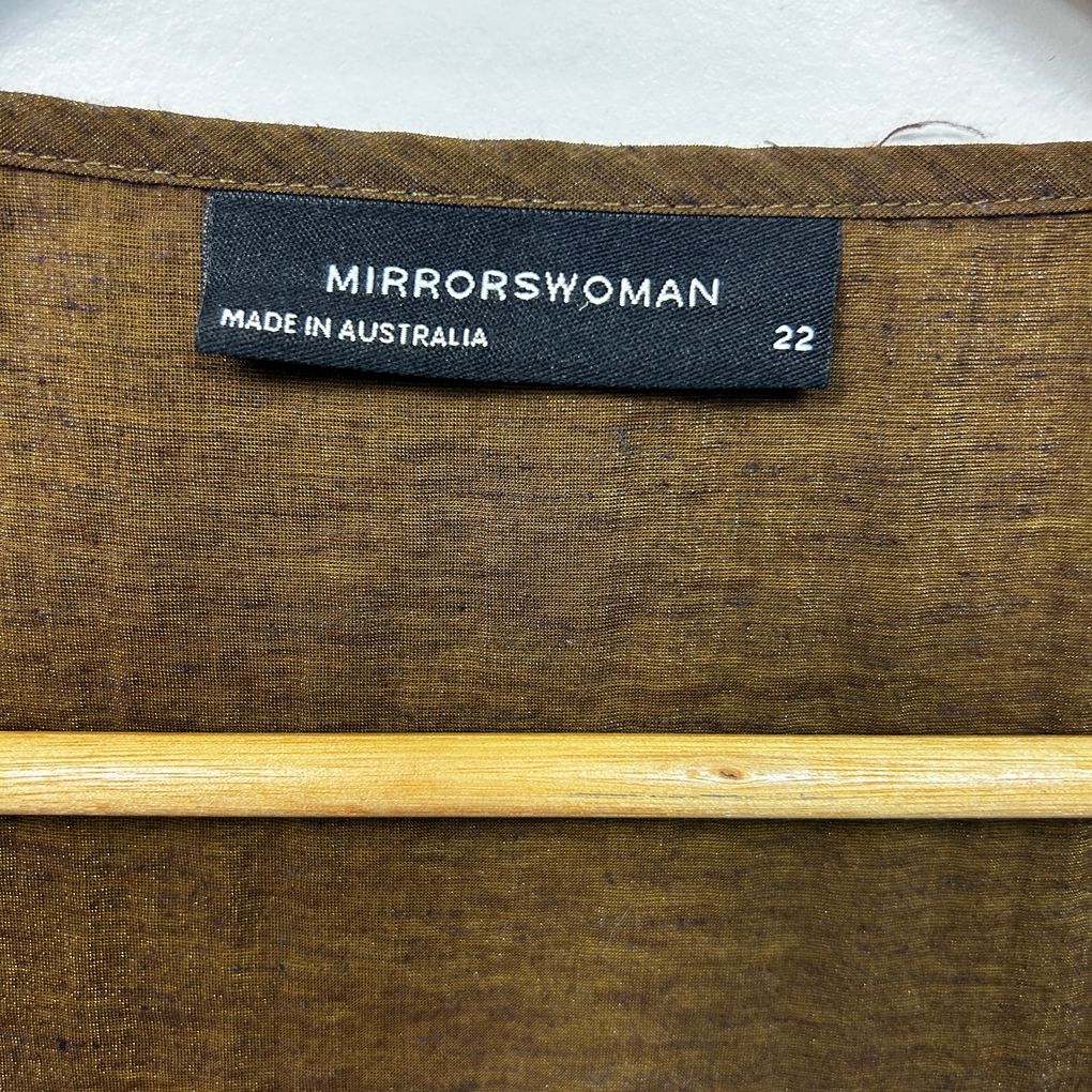 Mirrorswoman Brown Sleeveless Linen Tunic Top - Size 22