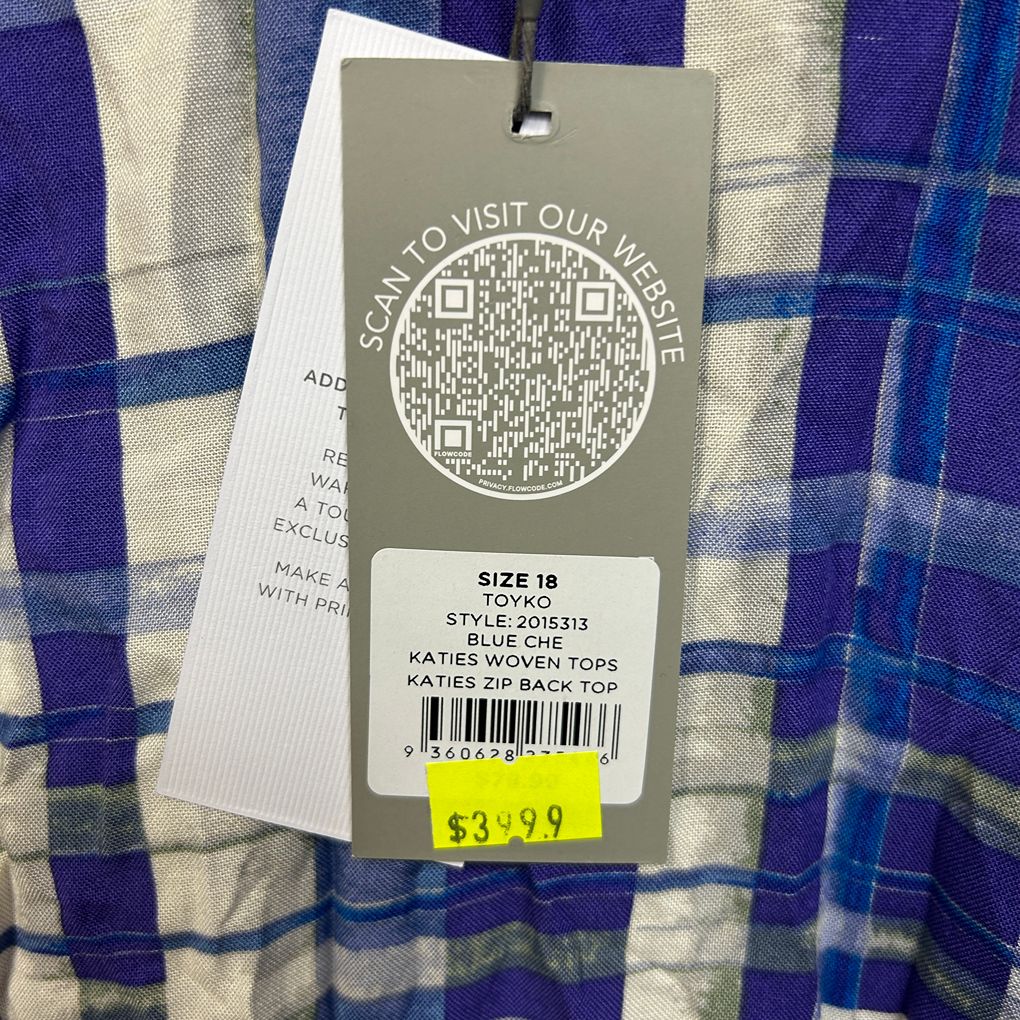 Katies Blue Check Top - Size 18