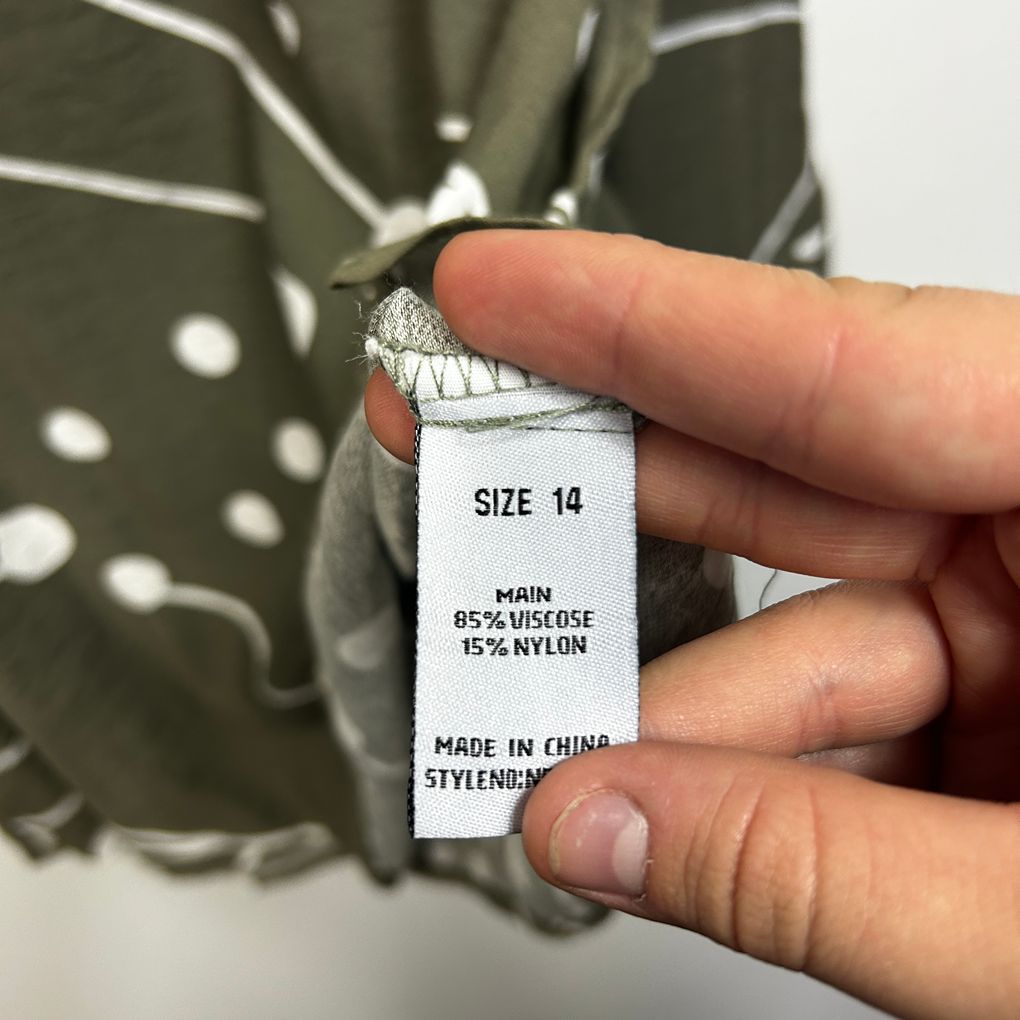 Noni B Olive Spot Print Top - Size 14