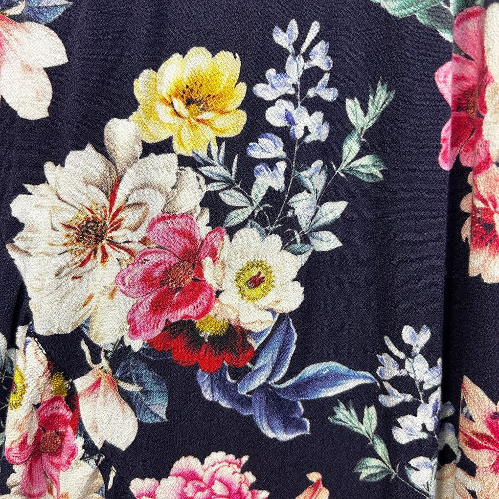 Just Jeans Navy Floral Wrap Dress - Size 16