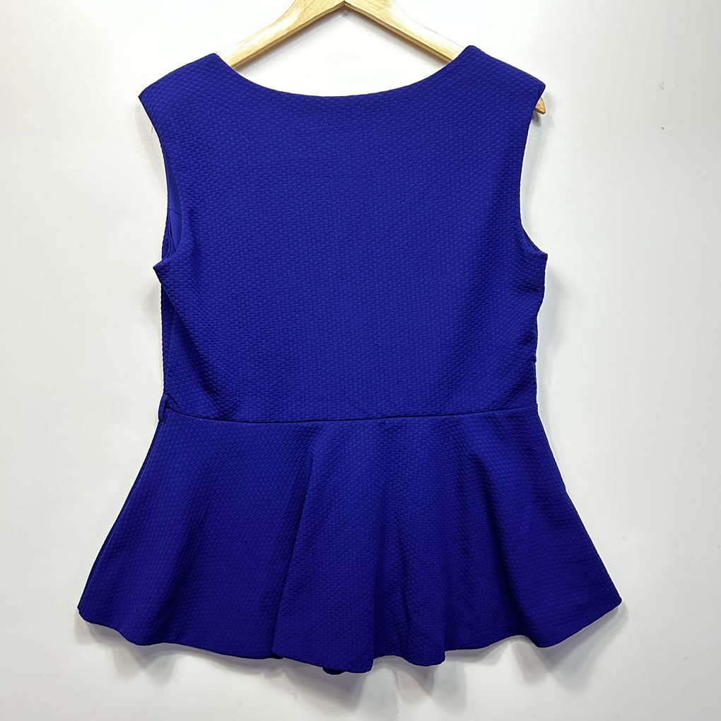 City Chic Blue Peplum SleevelessTop - Size S/16