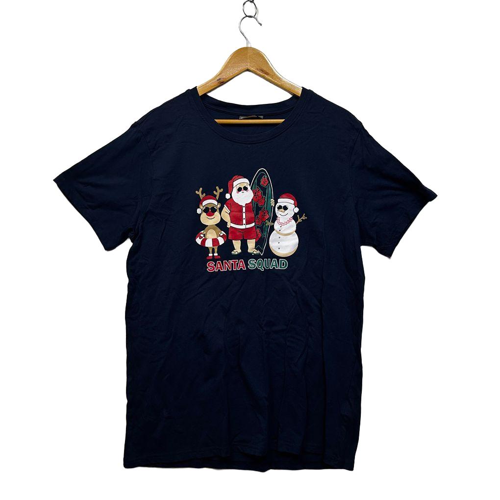 Santa Squad Navy Christmas Cotton Mens Tee - Size XL