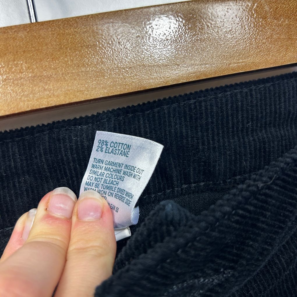 Anko Black Cotton Corduroy Pants - Size 14