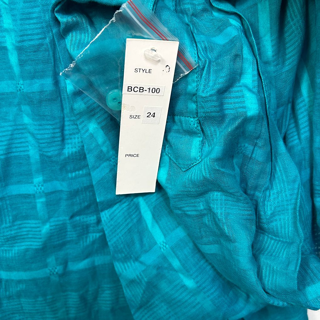 Potpourri Teal Plus Size Cotton Shirt - Size 24L