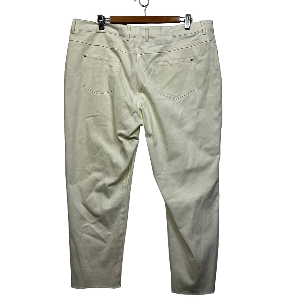 Heine Light Yellow Studded Cotton Pants - Size 18/20