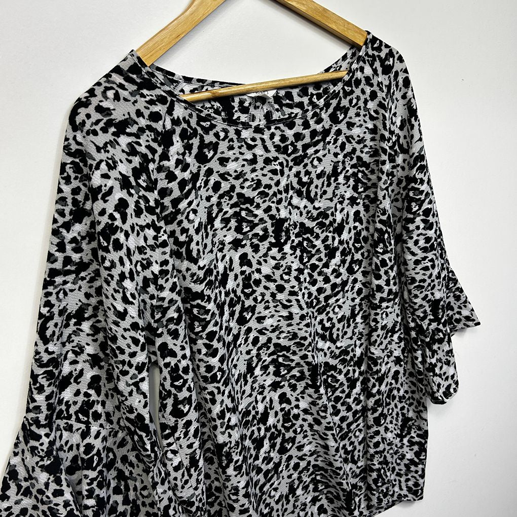 Khoko Grey Plus Size Animal Print Top - Size 18