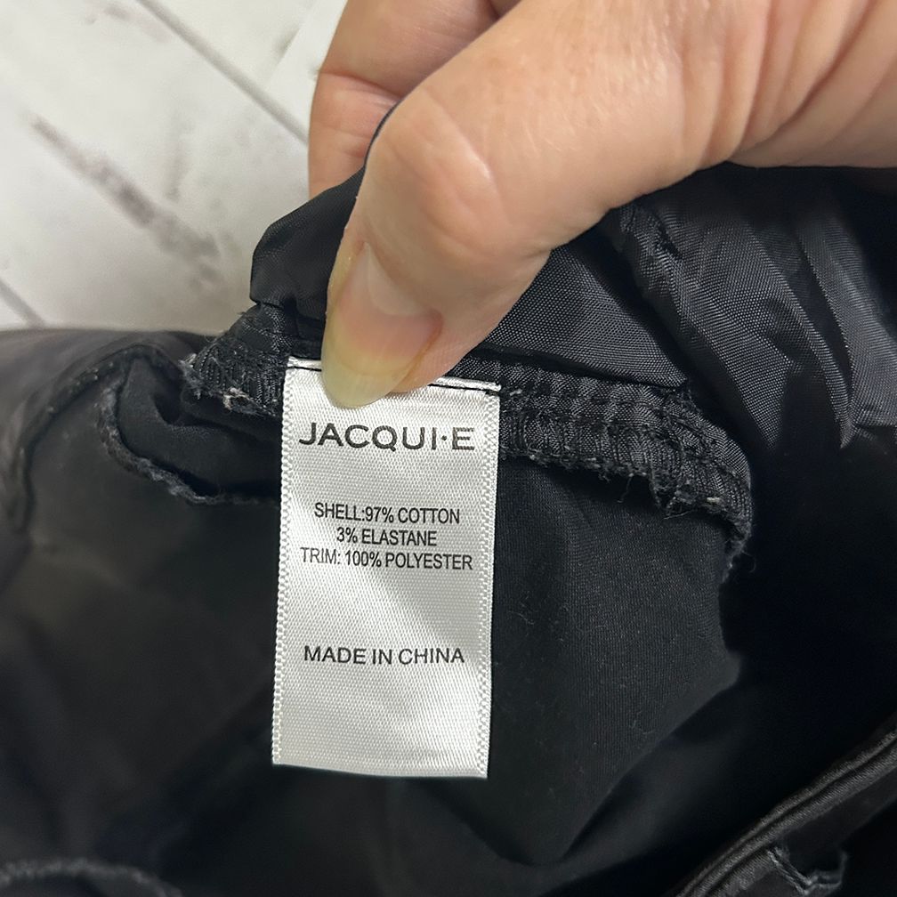Jacqui E Black Cotton Pants - Size 16