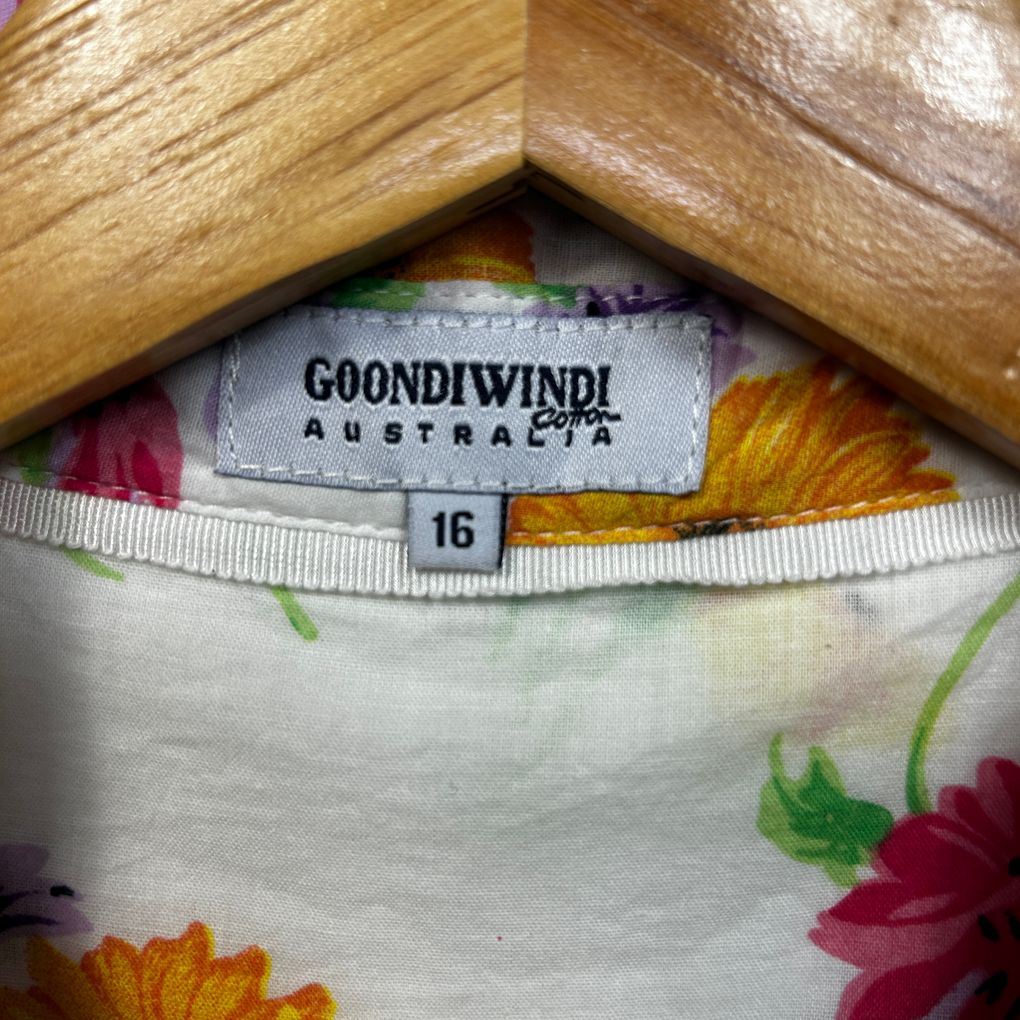 Goondiwindi Cotton White Floral Shirt - Size 16