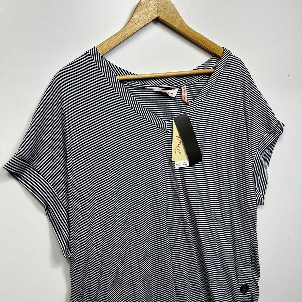 Millers Navy Plus Size Striped Cotton Top - Size 20