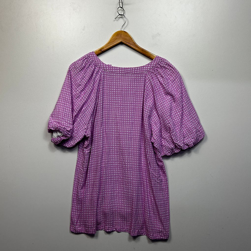 Autograph Purple Gingham Check Plus Size Top - Size 16