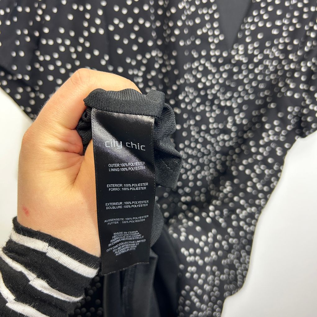City Chic Black Plus Size Spot Dress - Size XL/22