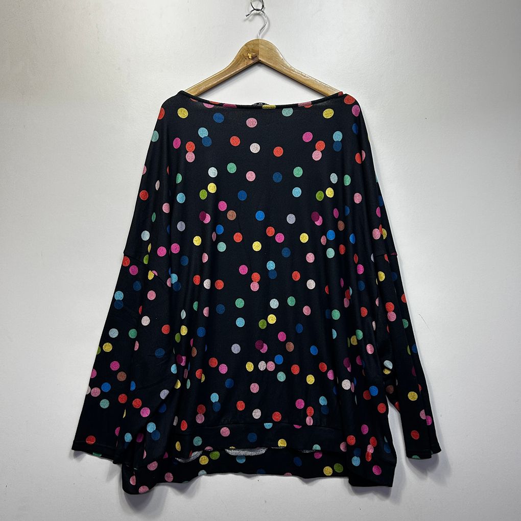 Bloomchic Black Plus Size Spot Long Sleeve Top - Size 30-34