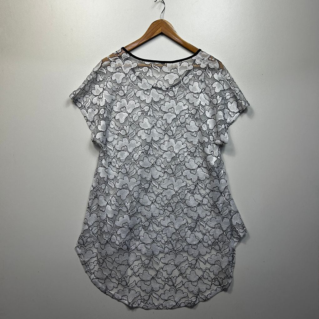 Taking Shape White Lace Sheer Top - Size