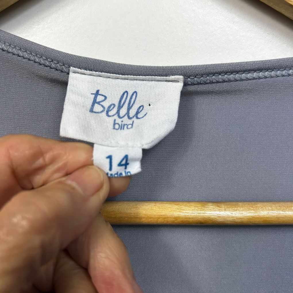 Belle Bird Grey Wrap Top - Size 14