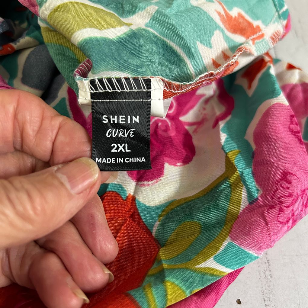 Shein Multicoloured Floral One Shoulder Top - Size 2XL