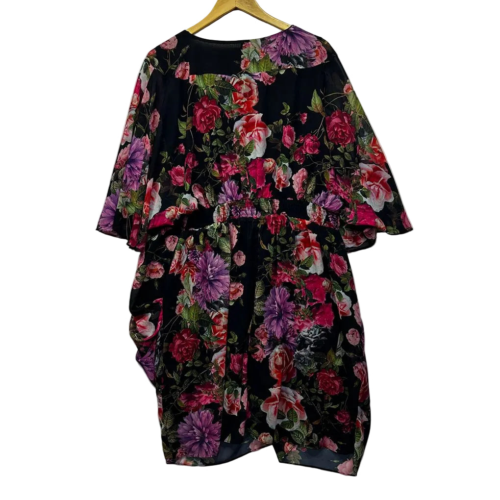 City Chic Black Floral Dress - Size 22/XL