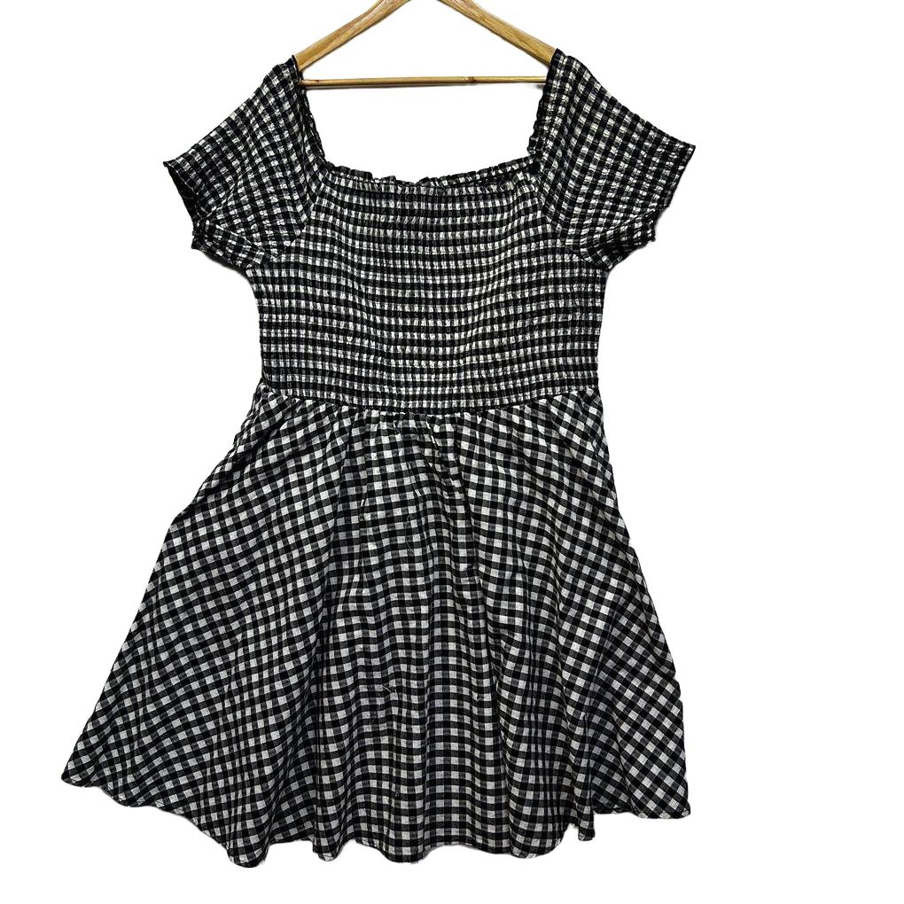 City Chic Black White Gingham Cotton Dress - Size 20/L