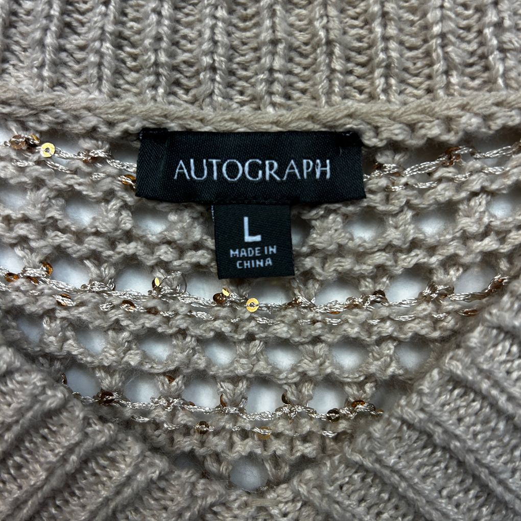 Autograph Beige Cotton Open Knit Jumper - Size 20/L