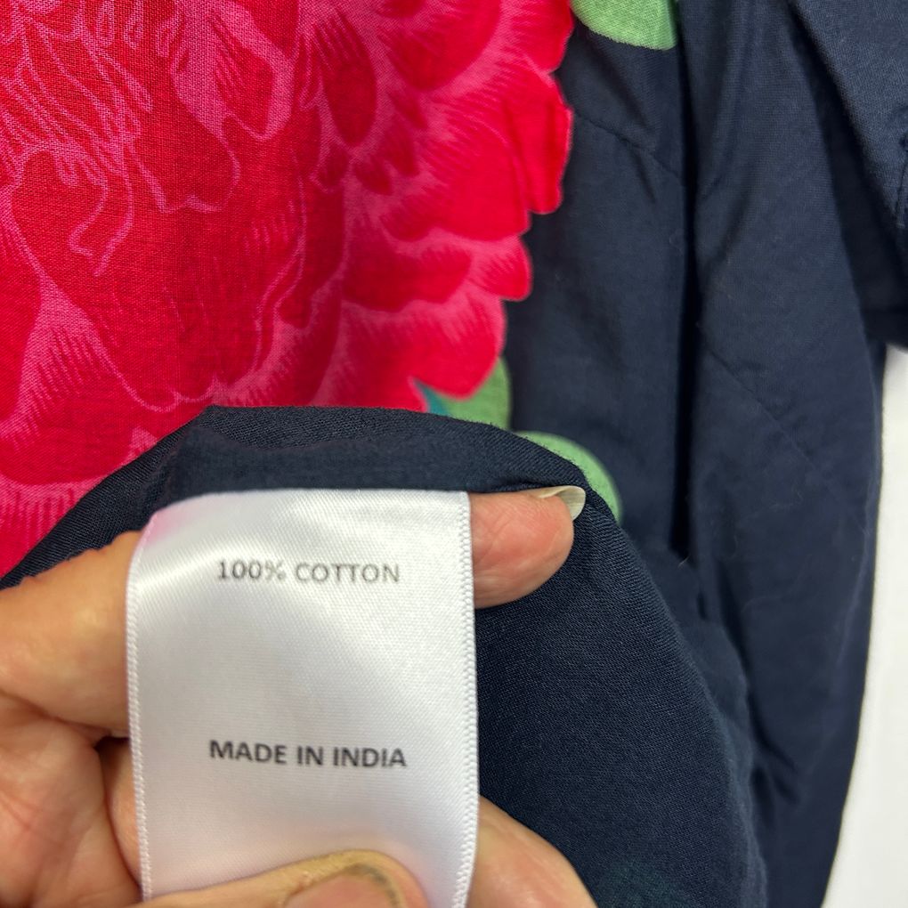 Virtuelle Navy Floral Cotton Dress - Size 16