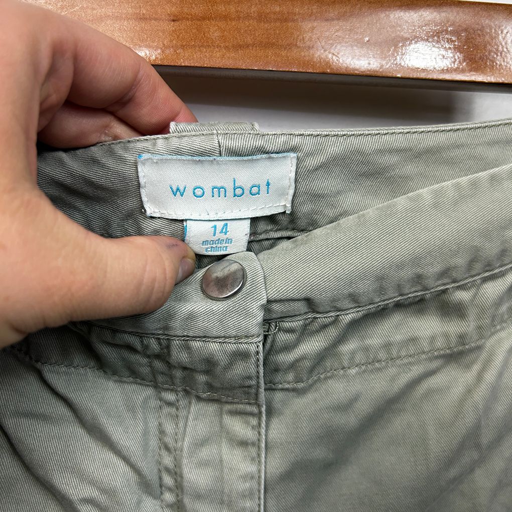 Wombat Khaki Cotton Cropped Pants - Size 14