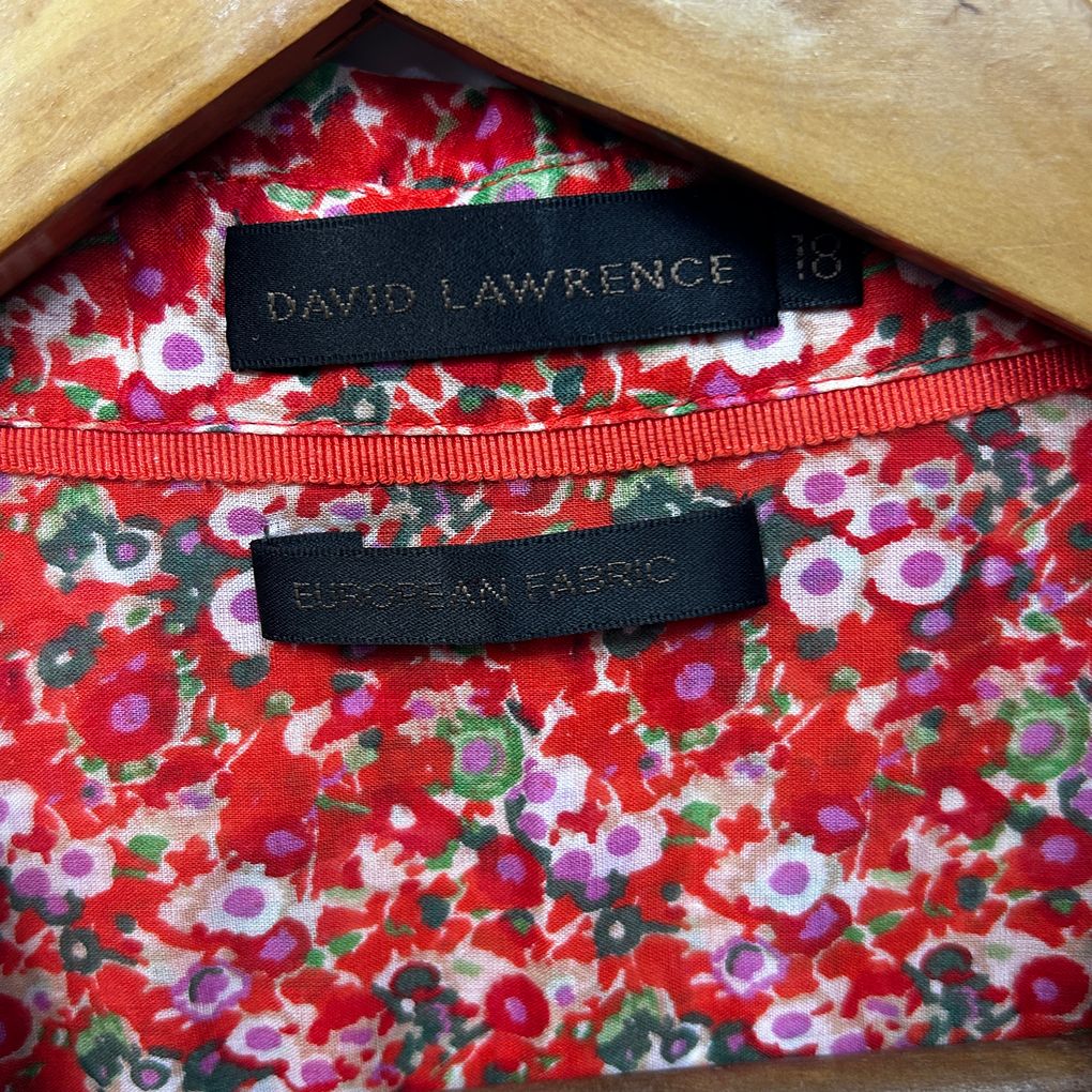 David Lawrence Red Floral Cotton Shirt - Size 18
