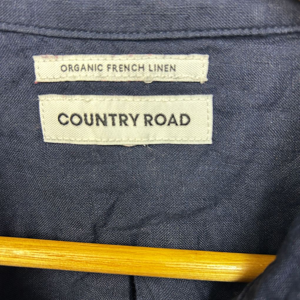Country Road Navy Linen Shirt - Size 16